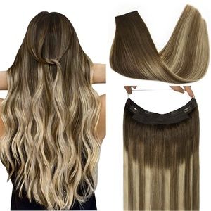 New Human Hair Extensions Balayage Walnut Brown Ash Bleach Blonde 75g 14" Remy